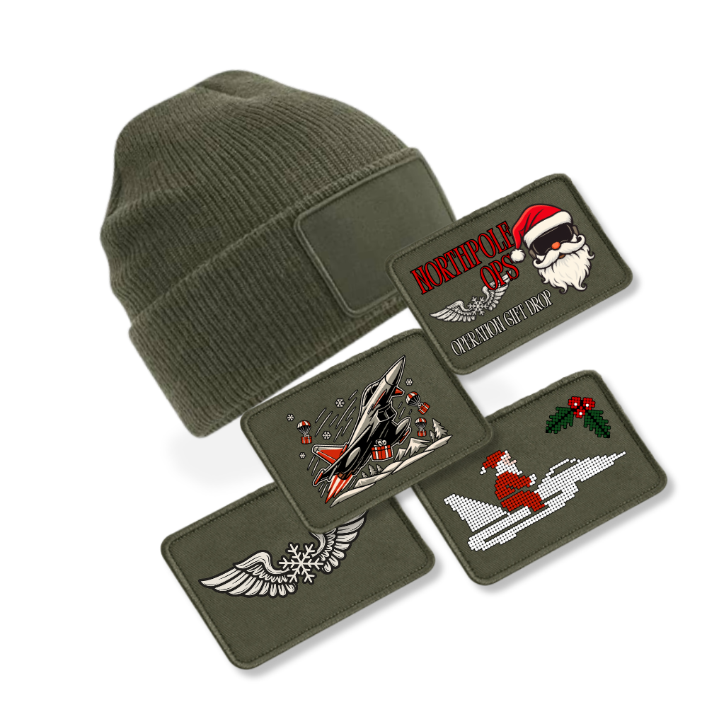 Bundle - Beanie mit XMAS Patch - oliv