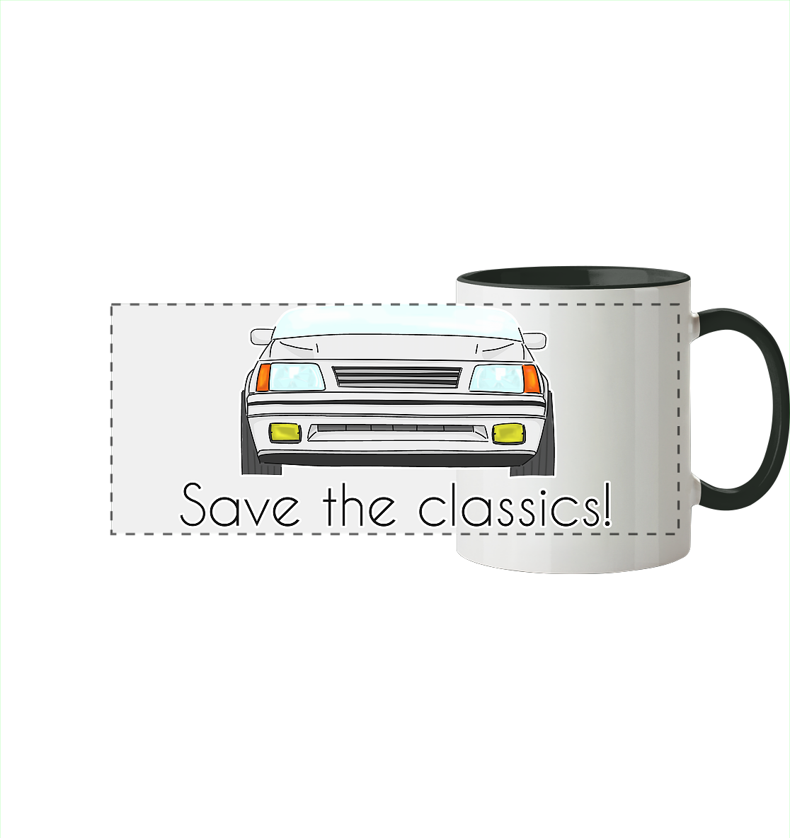 Save the classics! - Panorama Tasse zweifarbig