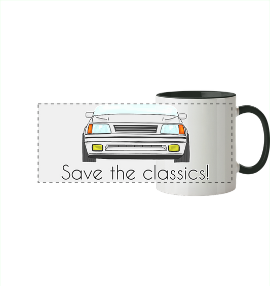 Save the classics! - Panorama Tasse zweifarbig