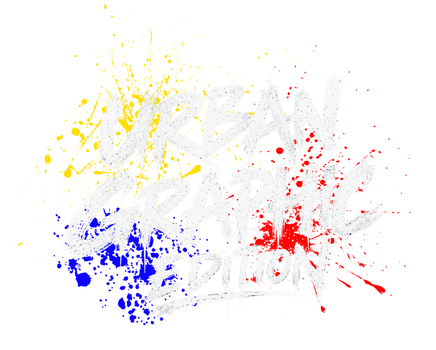 Urban Graphic Edition – Schriftzug mit Graffiti-Farbspritzern
